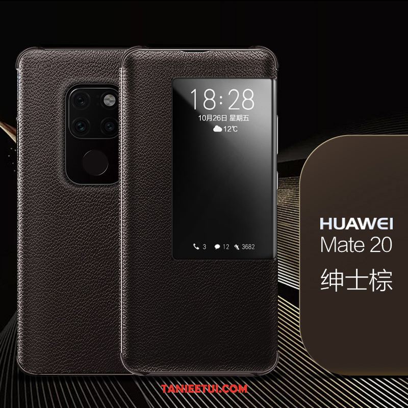 Etui Huawei Mate 20 Biznes Prawdziwa Skóra Ochraniacz, Pokrowce Huawei Mate 20 Telefon Komórkowy Czarny Osobowość