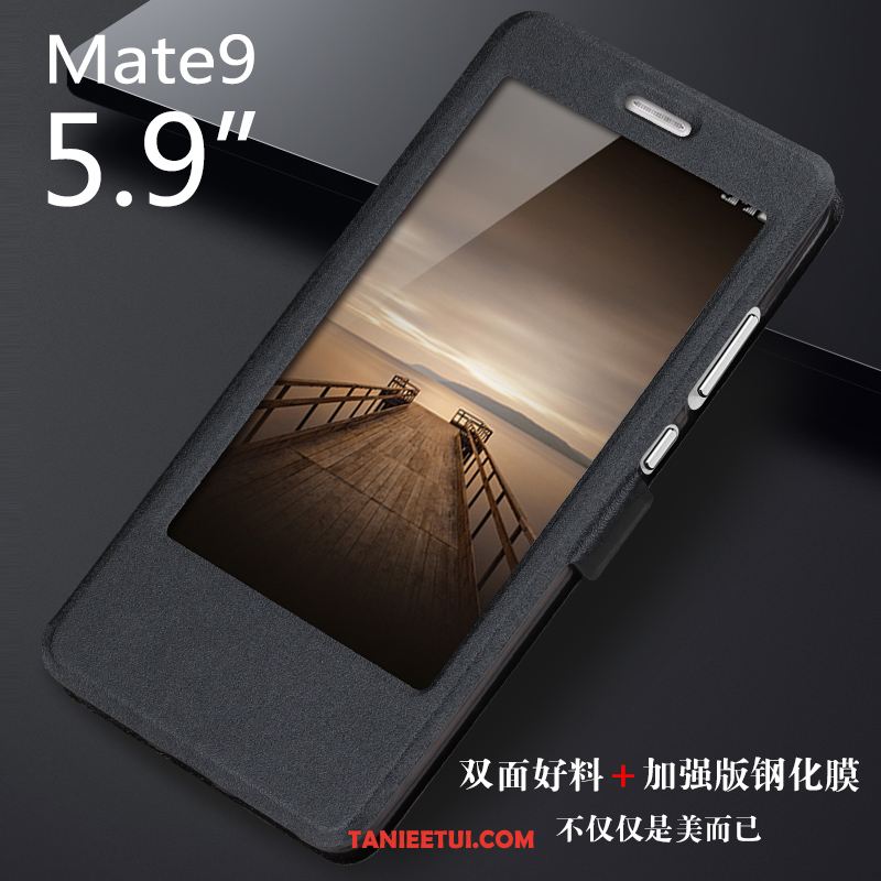 Etui Huawei Mate 9 Miękki Złoto Szkło Hartowane, Obudowa Huawei Mate 9 Filmy Telefon Komórkowy Skórzany Futerał