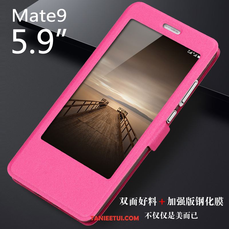 Etui Huawei Mate 9 Miękki Złoto Szkło Hartowane, Obudowa Huawei Mate 9 Filmy Telefon Komórkowy Skórzany Futerał