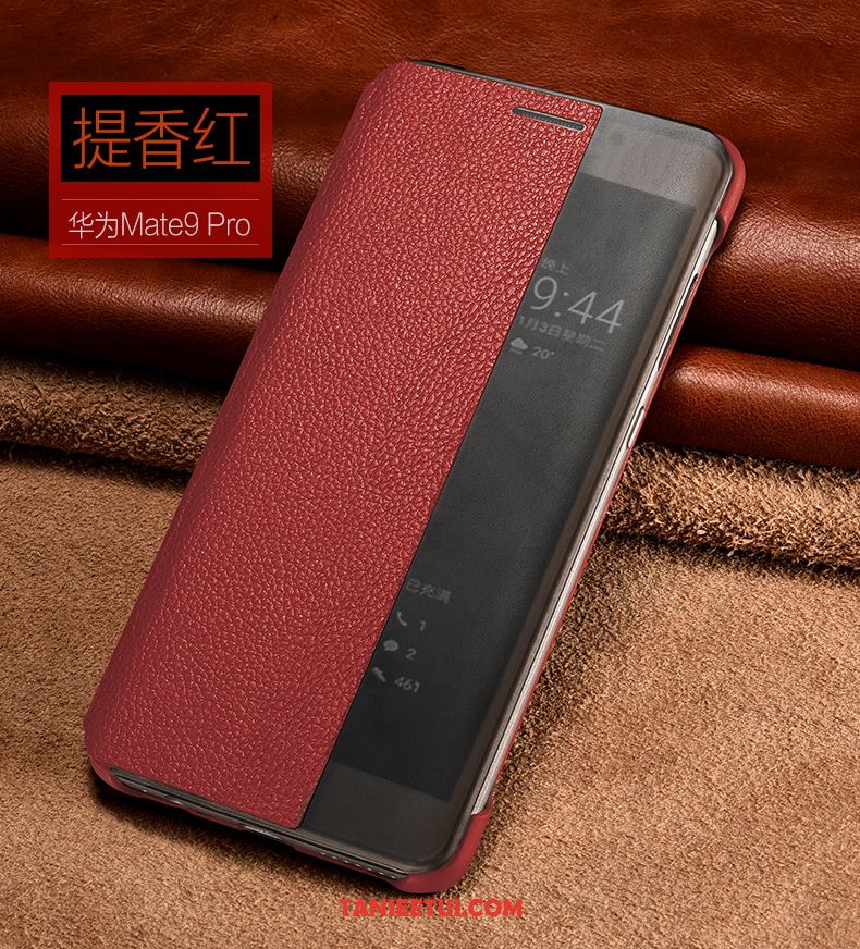 Etui Huawei Mate 9 Pro Klapa Czarny Telefon Komórkowy, Futerał Huawei Mate 9 Pro Skórzany Futerał Ochraniacz Prawdziwa Skóra