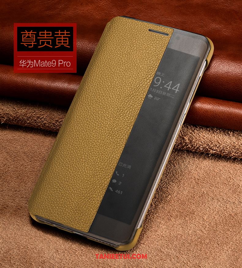 Etui Huawei Mate 9 Pro Klapa Czarny Telefon Komórkowy, Futerał Huawei Mate 9 Pro Skórzany Futerał Ochraniacz Prawdziwa Skóra