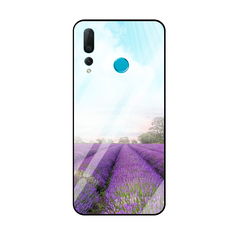 Etui Huawei P Smart+ 2019 Purpurowy Telefon Komórkowy Szkło, Obudowa Huawei P Smart+ 2019 Anti-fall Lustro Sceneria