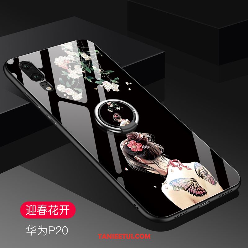 Etui Huawei P20 Czarny Telefon Komórkowy Szkło, Futerał Huawei P20 Magnetyzm Miękki Czerwony Netto
