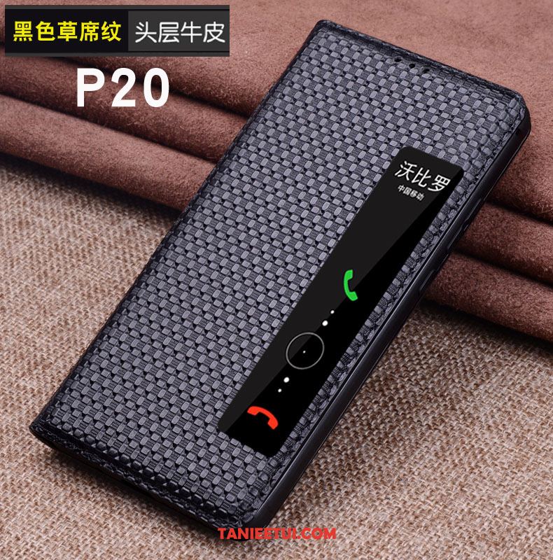 Etui Huawei P20 Telefon Komórkowy Spoczynek Prawdziwa Skóra, Futerał Huawei P20 Wzór Ochraniacz Braun