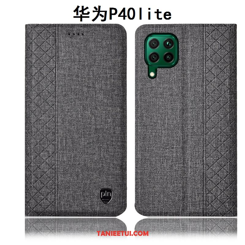 Etui Huawei P40 Lite Bawełna I Len Ochraniacz All Inclusive, Futerał Huawei P40 Lite Skórzany Szary Telefon Komórkowy