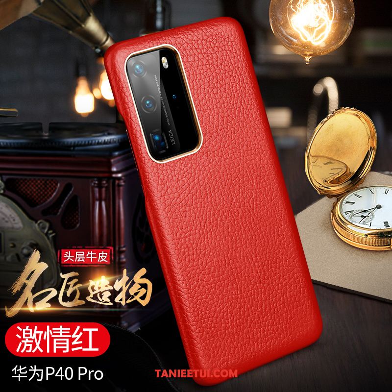 Etui Huawei P40 Pro Granica Cienkie Czerwony, Futerał Huawei P40 Pro Proste Biznes Telefon Komórkowy