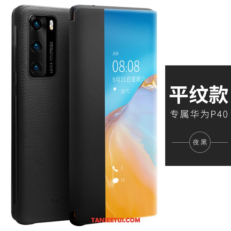 Etui Huawei P40 Wysoki Koniec Skóra Bydlęca Telefon Komórkowy, Futerał Huawei P40 Nowy Anti-fall Klapa Orange