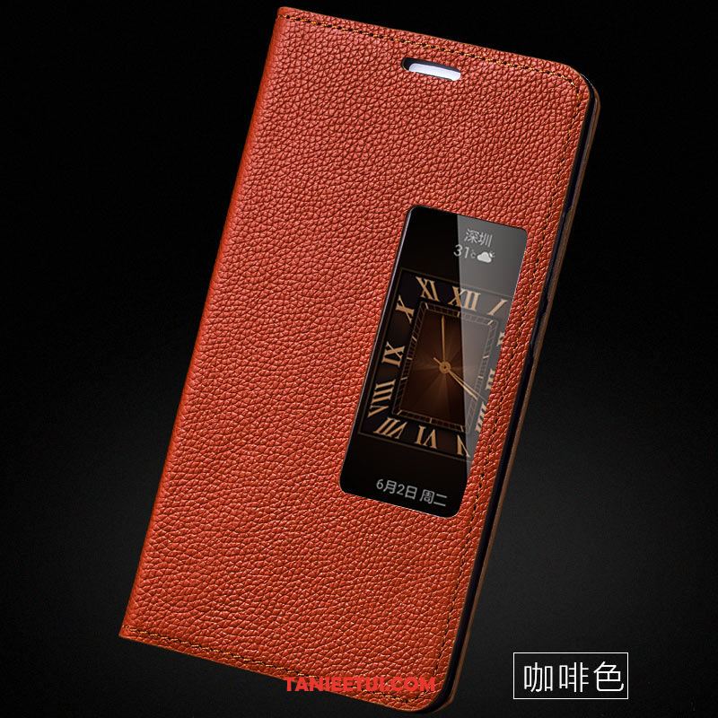 Etui Huawei P9 Plus Prawdziwa Skóra Otwórz Okno Czerwony, Futerał Huawei P9 Plus Klapa Telefon Komórkowy Skórzany Futerał Braun