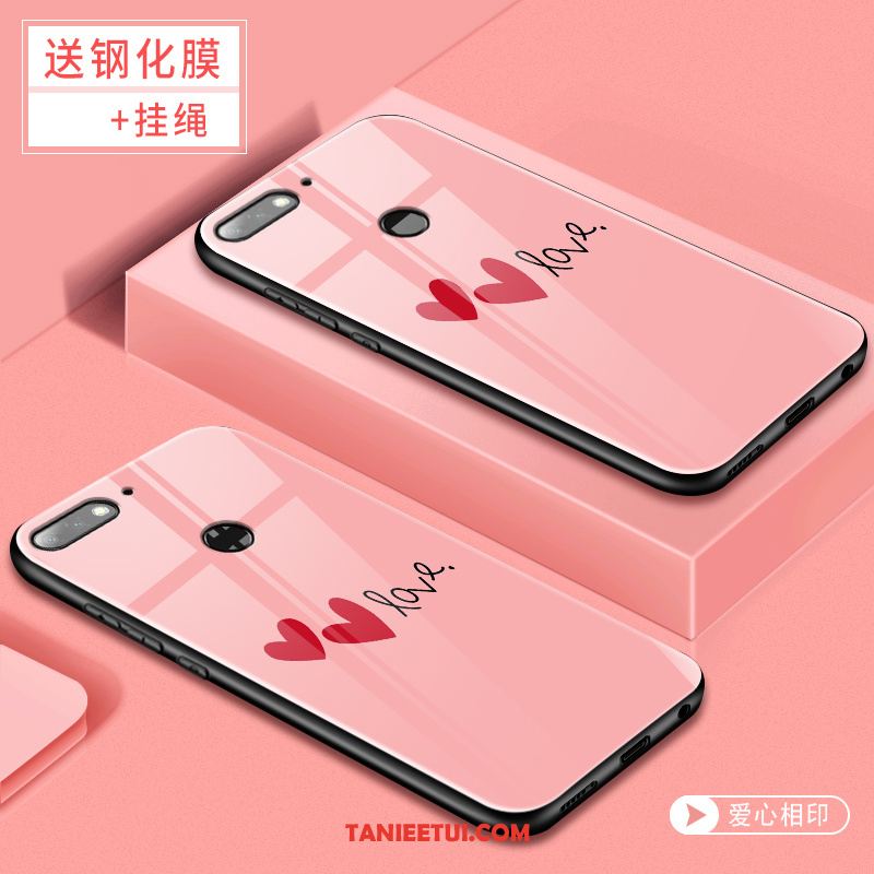 Etui Huawei Y7 2018 Filmy Szkło Hartowane Telefon Komórkowy, Obudowa Huawei Y7 2018 Różowe Tendencja Szkło Hartowane
