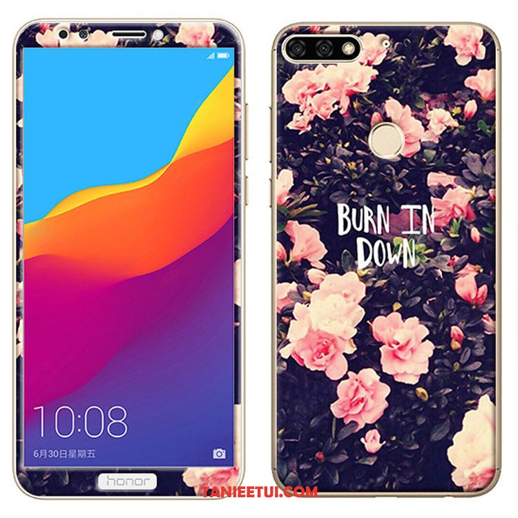Etui Huawei Y7 2018 Miękki Różowe Filmy, Obudowa Huawei Y7 2018 Telefon Komórkowy Szkło Hartowane Kreskówka