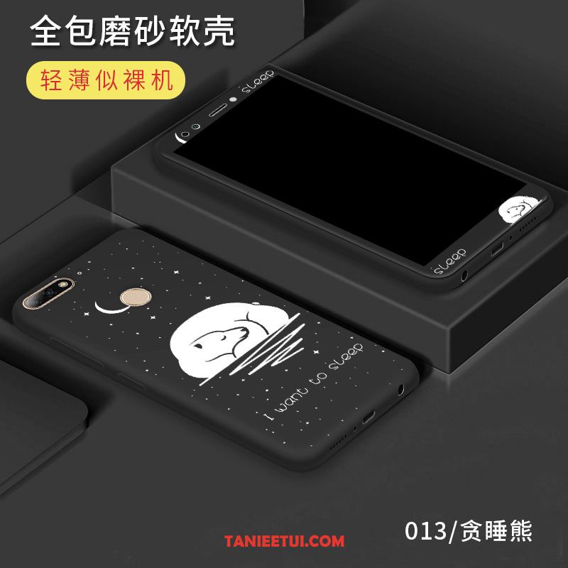 Etui Huawei Y7 2018 Tendencja Szkło Hartowane Czarny, Obudowa Huawei Y7 2018 Filmy Miękki Telefon Komórkowy