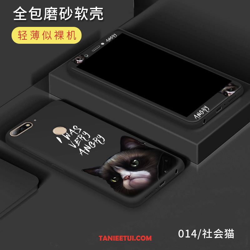 Etui Huawei Y7 2018 Tendencja Szkło Hartowane Czarny, Obudowa Huawei Y7 2018 Filmy Miękki Telefon Komórkowy