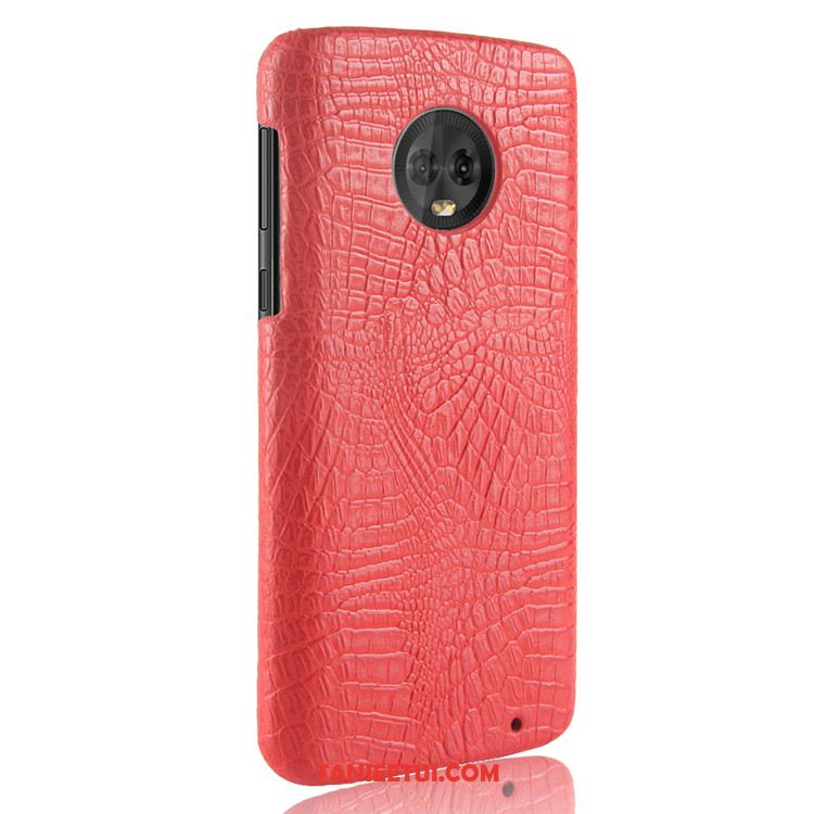 Etui Moto G6 Lekkie Czerwony Telefon Komórkowy, Obudowa Moto G6 Krokodyl Jakość Trudno