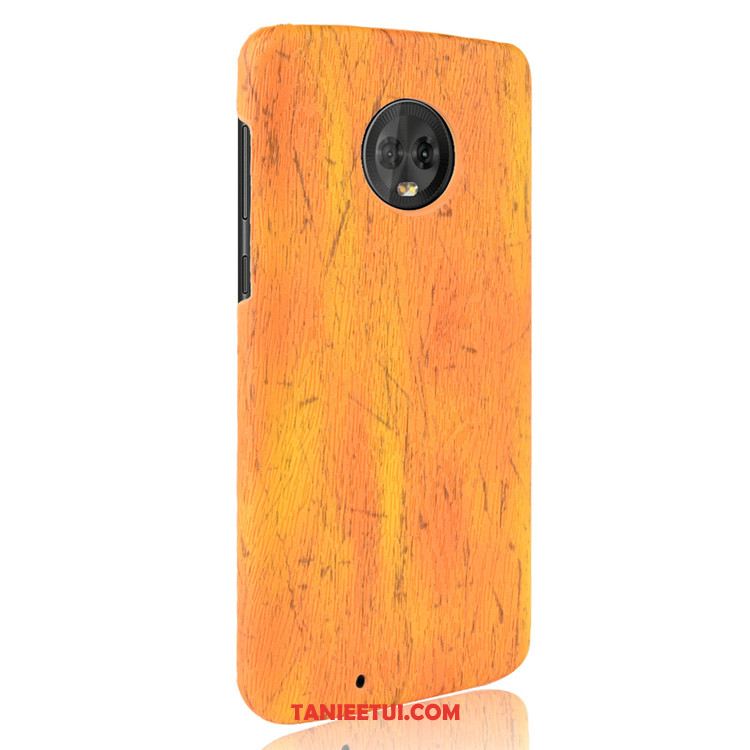 Etui Moto G6 Telefon Komórkowy Ziarno Drewna Trudno, Pokrowce Moto G6 Skóra Jasny Zielony Orange