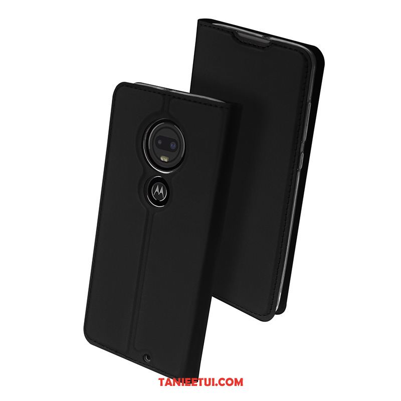 Etui Moto G7 Plus Karta Telefon Komórkowy Skórzany Futerał, Obudowa Moto G7 Plus Czarny Biznes