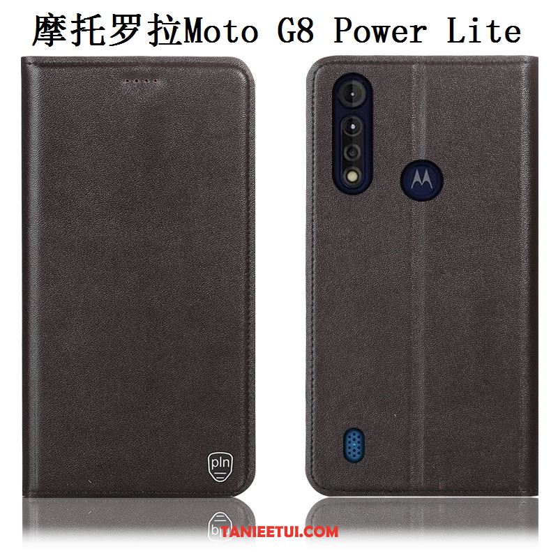 Etui Moto G8 Power Lite Prawdziwa Skóra Telefon Komórkowy Anti-fall, Futerał Moto G8 Power Lite Ochraniacz Wzór Żółty