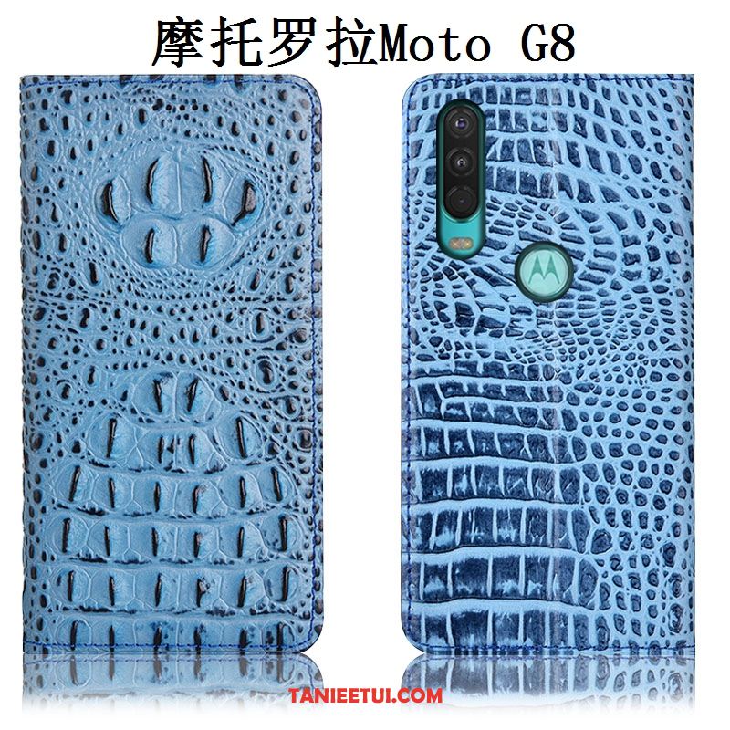Etui Moto G8 Telefon Komórkowy Anti-fall Skórzany, Futerał Moto G8 Czarny Prawdziwa Skóra