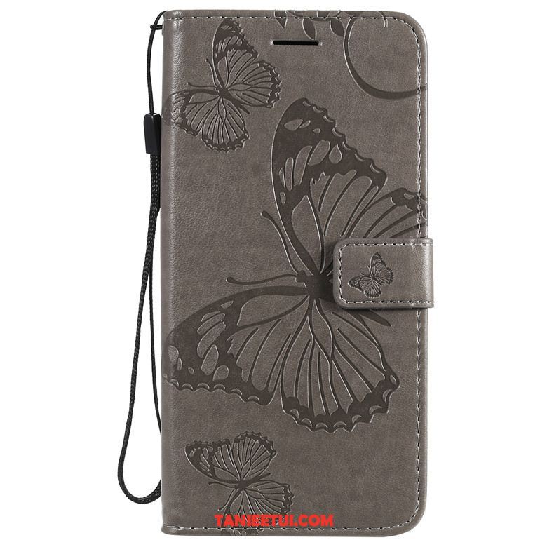 Etui Motorola One Macro All Inclusive Kwiaty Motyla Purpurowy, Futerał Motorola One Macro Ochraniacz Telefon Komórkowy Skórzany