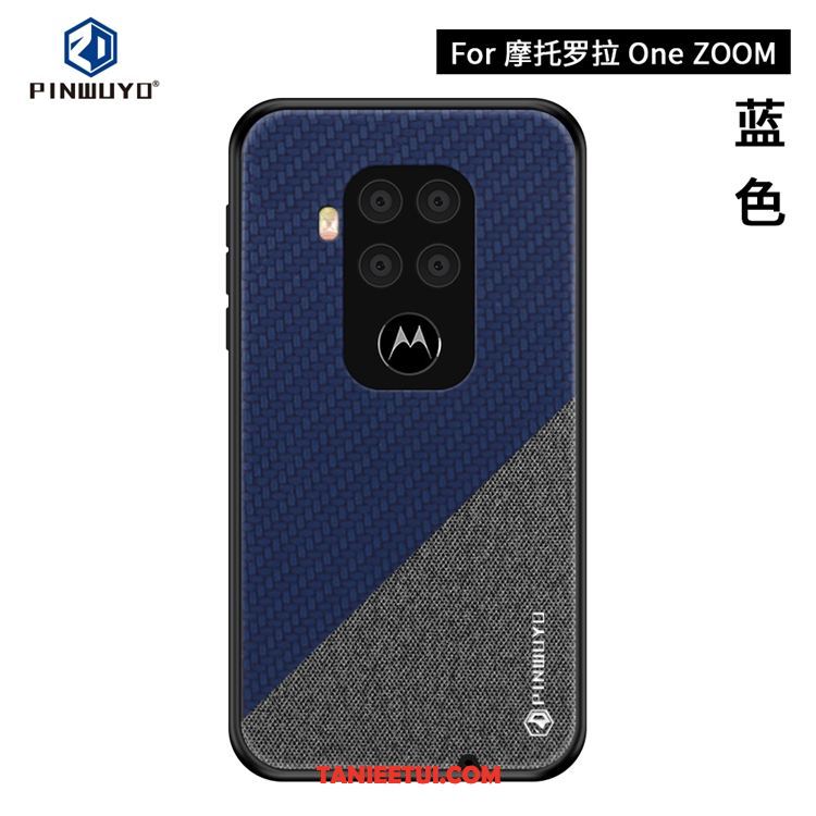 Etui Motorola One Zoom Cienkie Niebieski Wzór, Obudowa Motorola One Zoom Telefon Komórkowy Płótno