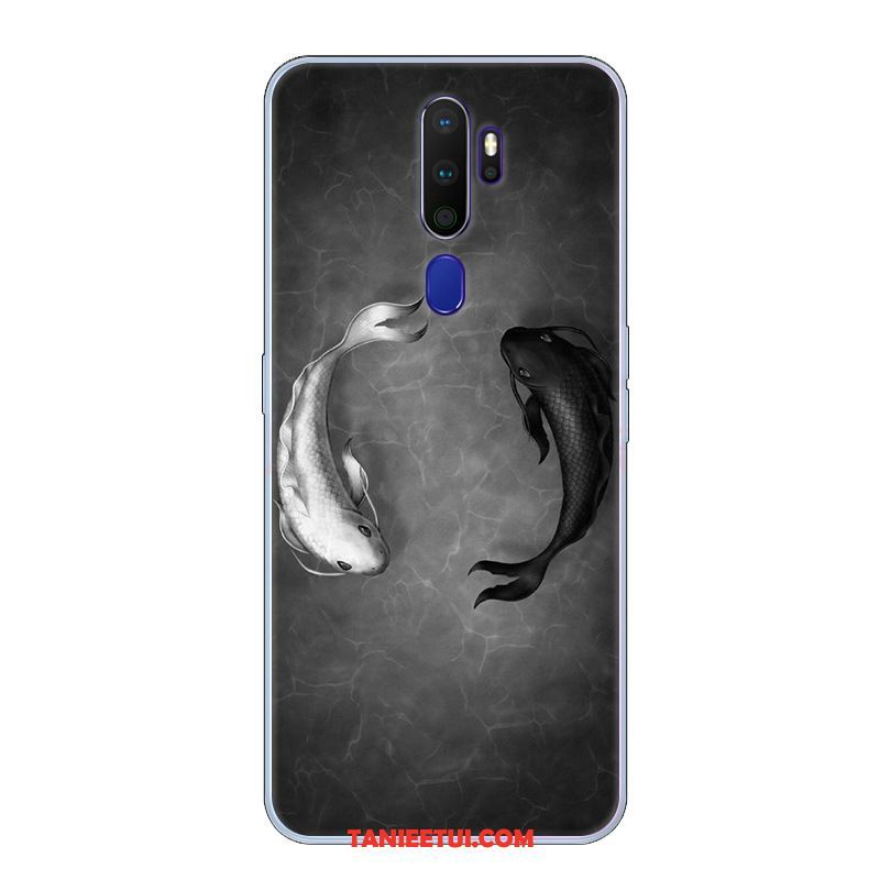 Etui Oppo A9 2020 Anti-fall Biały Miękki, Pokrowce Oppo A9 2020 Modna Marka Telefon Komórkowy Czarny