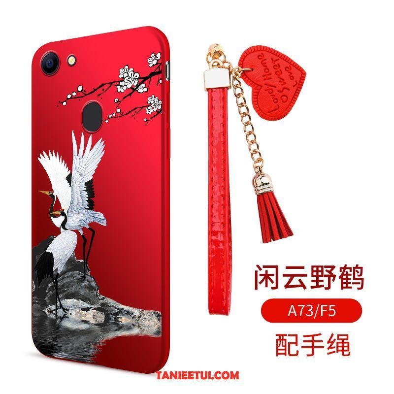 Etui Oppo F5 Kreatywne Ptak Miękki, Pokrowce Oppo F5 Ochraniacz Telefon Komórkowy Czerwony