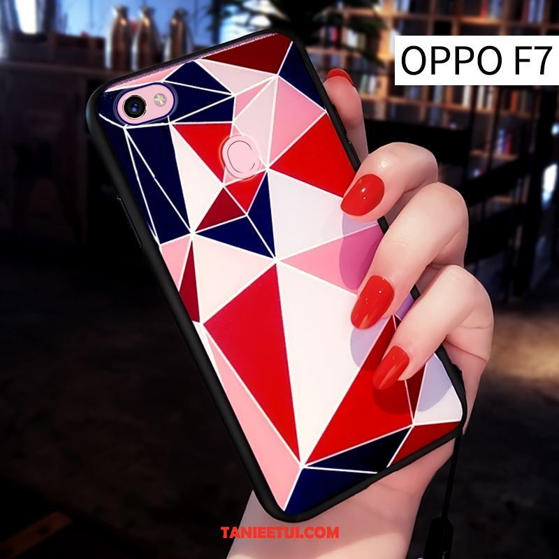 Etui Oppo F7 Czerwony Kształt Diamentu Telefon Komórkowy, Obudowa Oppo F7 Ciemno Silikonowe Osobowość