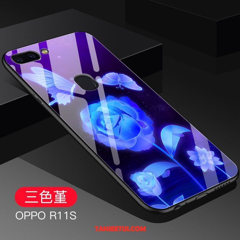 Etui Oppo R11s Telefon Komórkowy Niebieski Szkło, Pokrowce Oppo R11s All Inclusive Tendencja Czerwony Netto