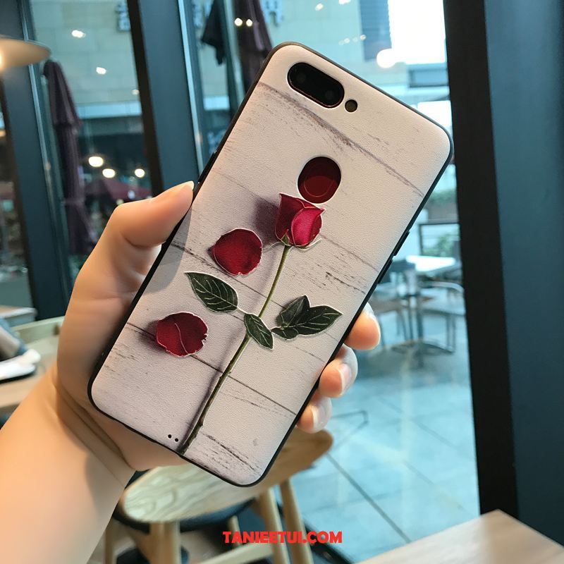 Etui Oppo R11s Telefon Komórkowy Różowy Miękki, Pokrowce Oppo R11s Biały Relief Kwiaty