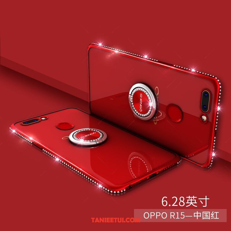 Etui Oppo R15 Silikonowe Czerwony Netto Telefon Komórkowy, Obudowa Oppo R15 Rhinestone Biały Czerwony