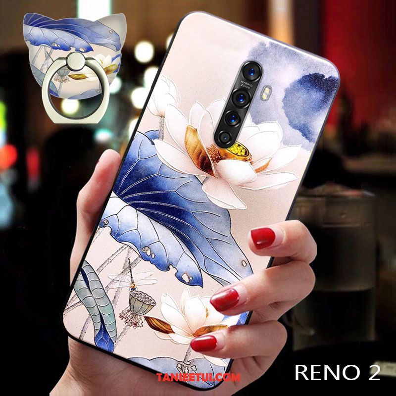 Etui Oppo Reno 2 Nubuku Silikonowe Telefon Komórkowy, Futerał Oppo Reno 2 Anti-fall Kwiat Śliwy Miesiąc