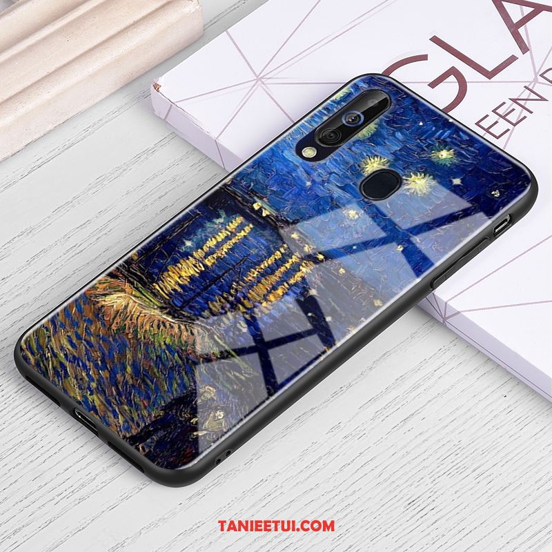 Etui Samsung Galaxy A60 Szkło Obraz Olejny Niebieski, Futerał Samsung Galaxy A60 Tendencja Gwiaździsty Telefon Komórkowy