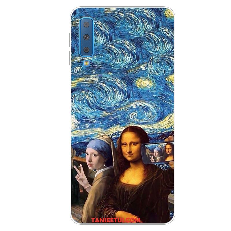 Etui Samsung Galaxy A7 2018 Sztuka Miękki Niebieski, Futerał Samsung Galaxy A7 2018 Wiszące Ozdoby Gwiazda Osobowość