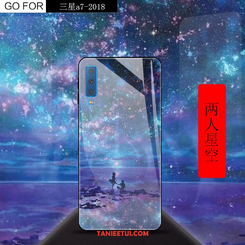Etui Samsung Galaxy A7 2018 Telefon Komórkowy Kolor Gradientu Gwiazda, Futerał Samsung Galaxy A7 2018 Szkło Czerwony Kreatywne