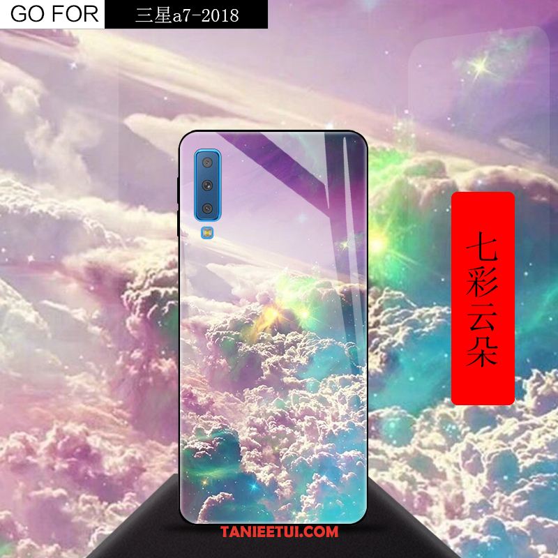 Etui Samsung Galaxy A7 2018 Telefon Komórkowy Kolor Gradientu Gwiazda, Futerał Samsung Galaxy A7 2018 Szkło Czerwony Kreatywne