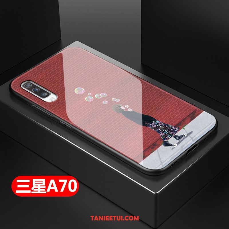 Etui Samsung Galaxy A70 Piękny Czerwony Netto Szkło, Obudowa Samsung Galaxy A70 All Inclusive Kreskówka Ochraniacz