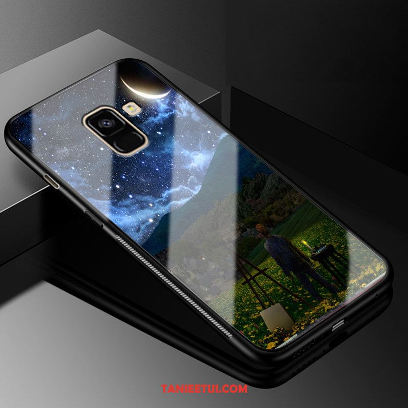 Etui Samsung Galaxy A8 2018 Ochraniacz Gwiazda Szkło, Obudowa Samsung Galaxy A8 2018 Telefon Komórkowy Osobowość Czarny