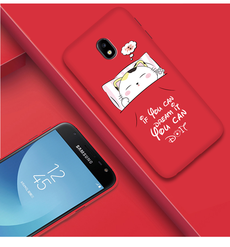 Etui Samsung Galaxy J3 2017 Piękny Telefon Komórkowy Miękki, Pokrowce Samsung Galaxy J3 2017 Czerwony All Inclusive Gwiazda