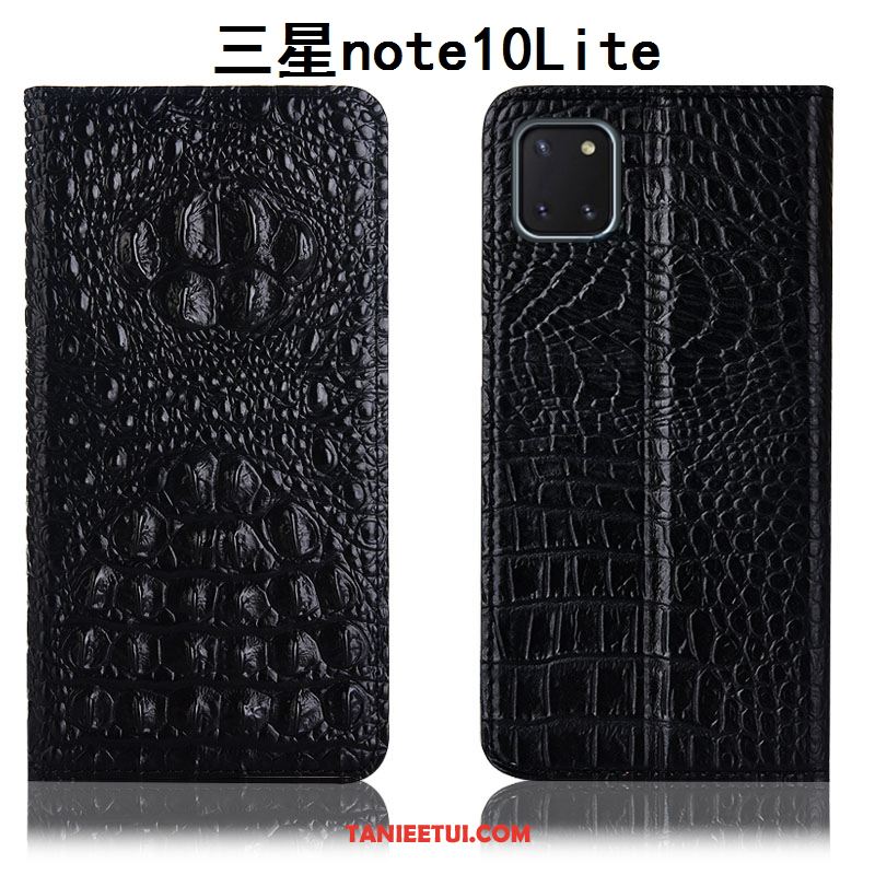 Etui Samsung Galaxy Note 10 Lite Skórzany Futerał Krokodyl Ochraniacz, Obudowa Samsung Galaxy Note 10 Lite Czarny Telefon Komórkowy Wzór