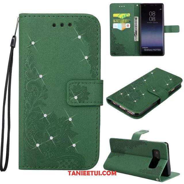 Etui Samsung Galaxy Note 8 Karta Telefon Komórkowy Zielony, Obudowa Samsung Galaxy Note 8 Skórzany Futerał Gwiazda Portfel