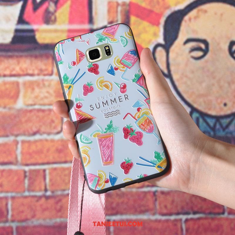 Etui Samsung Galaxy S6 Edge Nubuku Telefon Komórkowy Silikonowe, Obudowa Samsung Galaxy S6 Edge Różowe Wiszące Ozdoby Owoce