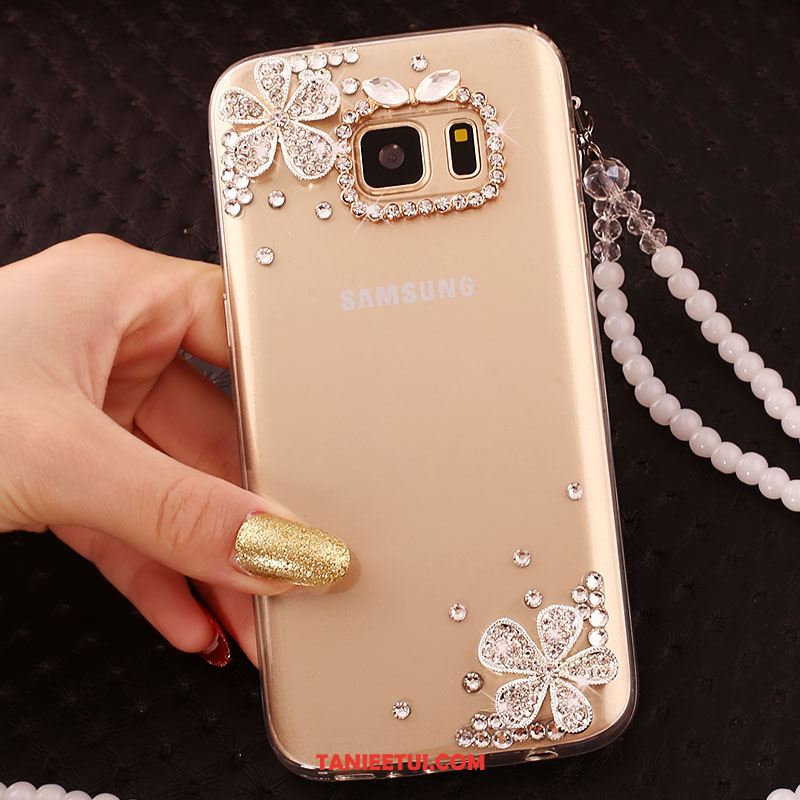 Etui Samsung Galaxy S6 Edge Ochraniacz Gwiazda Złoto, Futerał Samsung Galaxy S6 Edge Telefon Komórkowy Rhinestone