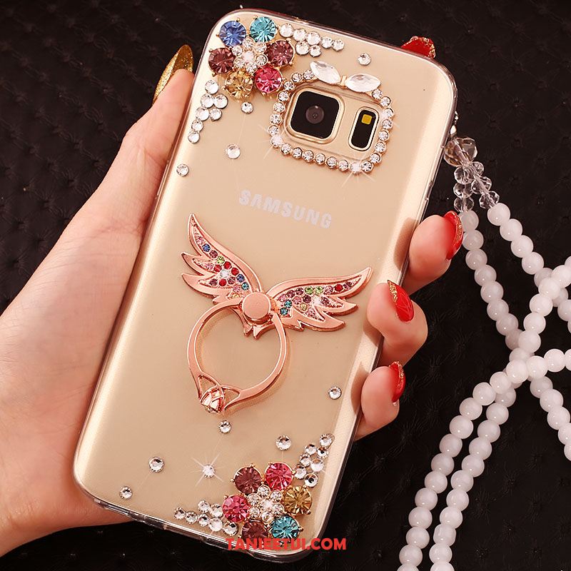 Etui Samsung Galaxy S6 Edge Ochraniacz Gwiazda Złoto, Futerał Samsung Galaxy S6 Edge Telefon Komórkowy Rhinestone