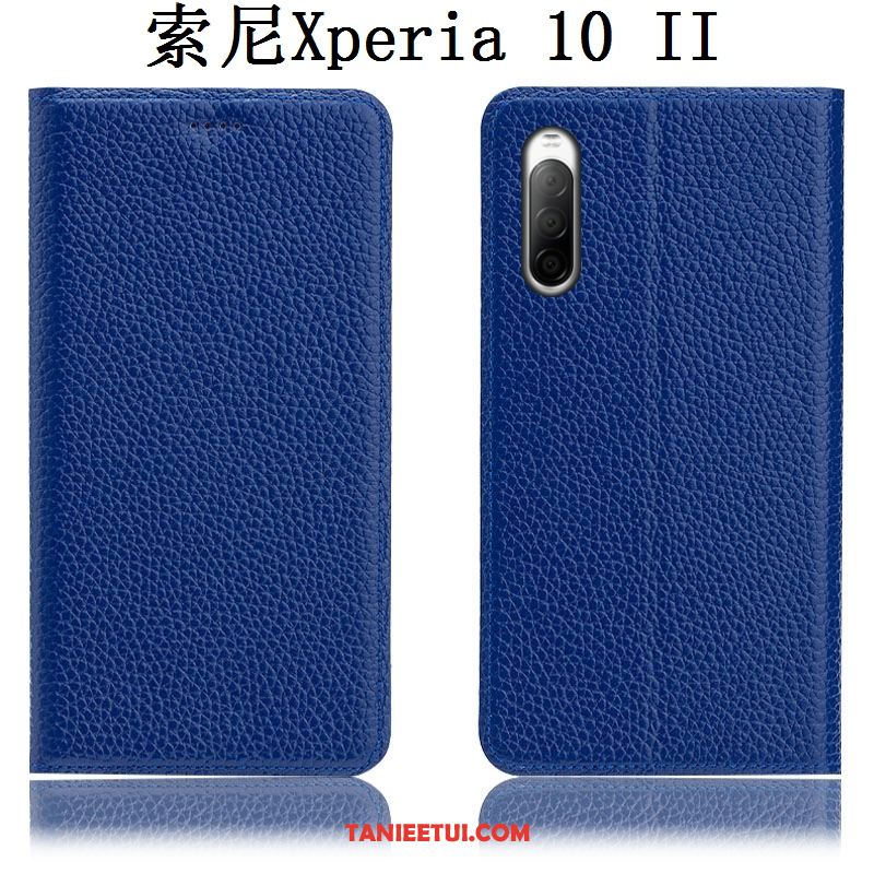 Etui Sony Xperia 10 Ii Telefon Komórkowy Niebieski Litchi, Pokrowce Sony Xperia 10 Ii Wzór Anti-fall Ochraniacz