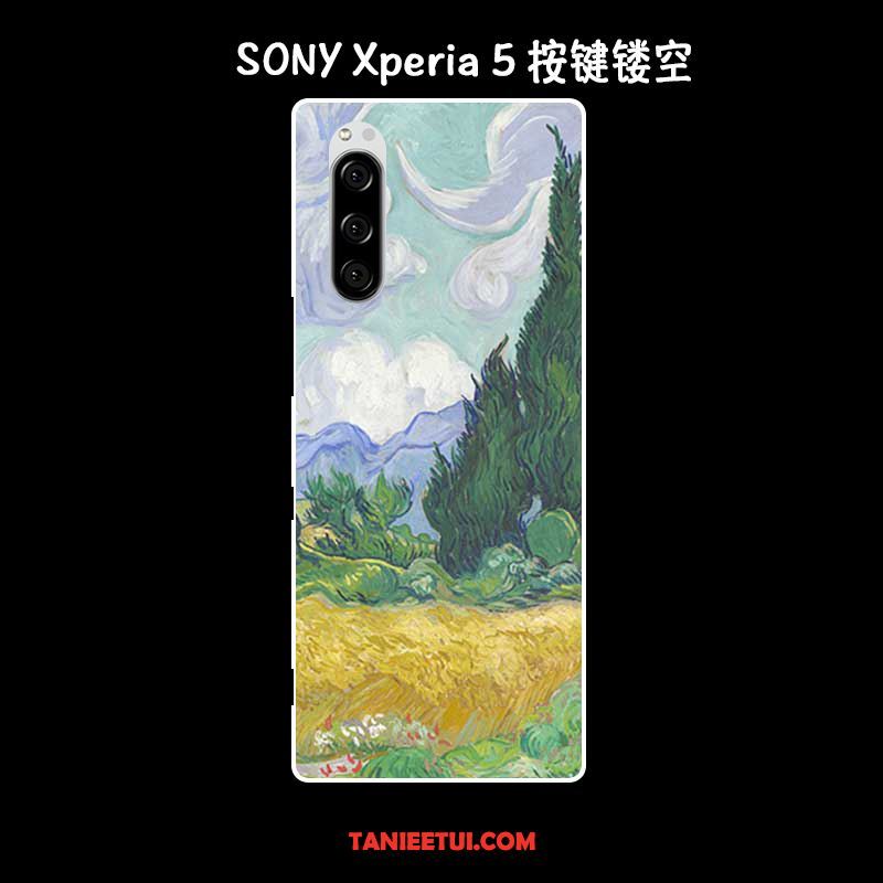 Etui Sony Xperia 5 Miękki Anti-fall Zielony, Pokrowce Sony Xperia 5 Telefon Komórkowy Vintage Obraz Olejny