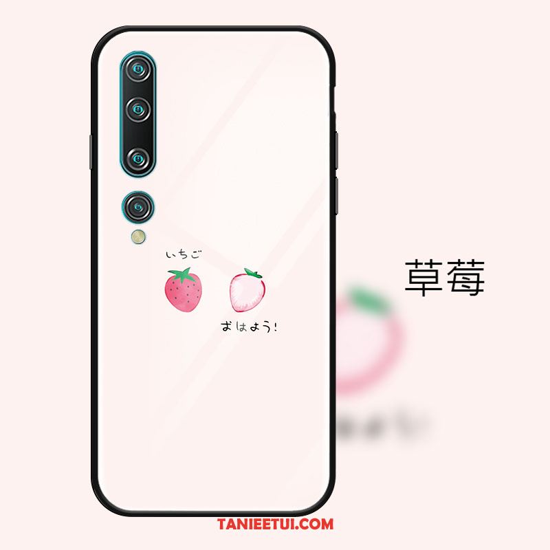 Etui Xiaomi Mi 10 Szkło Telefon Komórkowy Truskawka, Obudowa Xiaomi Mi 10 Mały Różowe Anti-fall Beige