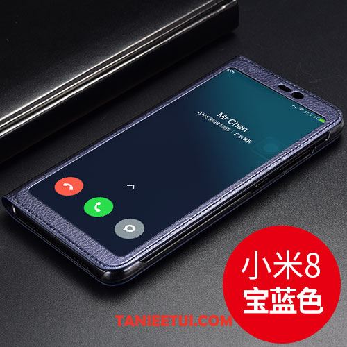 Etui Xiaomi Mi 8 Klapa Ciemno Ochraniacz, Futerał Xiaomi Mi 8 Telefon Komórkowy Anti-fall Skórzany Futerał Beige