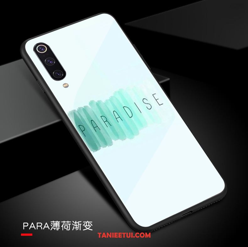 Etui Xiaomi Mi 9 Kolor Gradientu Zielony Szkło Hartowane, Obudowa Xiaomi Mi 9 Modna Marka Silikonowe Osobowość Beige