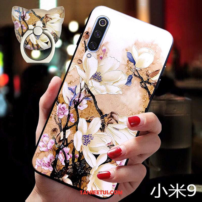 Etui Xiaomi Mi 9 Ochraniacz Obrzeża Anti-fall, Obudowa Xiaomi Mi 9 Vintage Kwiaty Modna Marka Beige