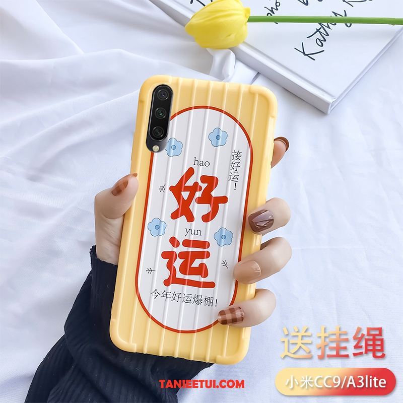 Etui Xiaomi Mi A3 Rat Żółty Wiszące Ozdoby, Obudowa Xiaomi Mi A3 Telefon Komórkowy Zakochani Ochraniacz Beige