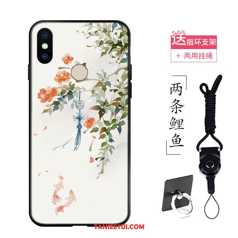 Etui Xiaomi Mi Max 3 Miękki Telefon Komórkowy Vintage, Futerał Xiaomi Mi Max 3 Biały Chiński Styl Kwiaty Beige